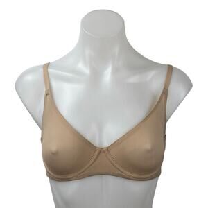 Skims Fits Everybody Brown Tan Adjustable Underwire Unlined Demi Bra Size 32D